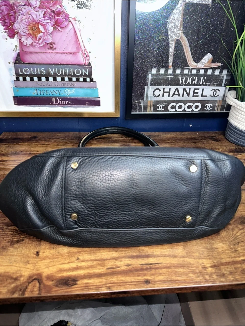 Tory Burch Black Pebbled Leather Amanda Tote Shoulder Bag